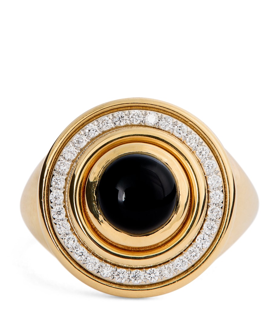 Yellow Gold and Diamond Lot N*91 Mimette Signet Pinky Ring YELLOW GOLD Image 1