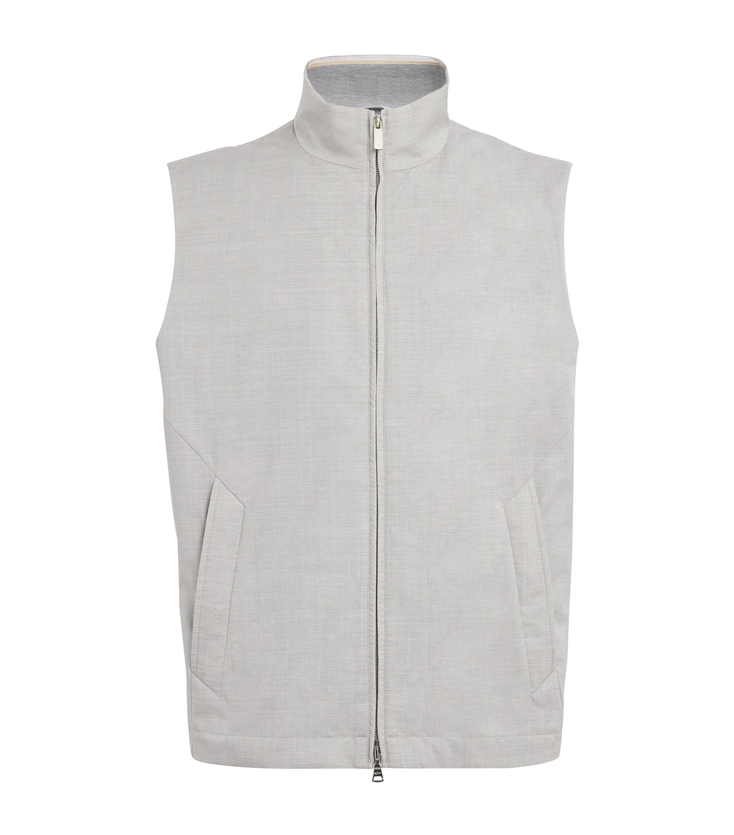 Shop Paul & Shark Virgin Wool-silk Gilet In Grey