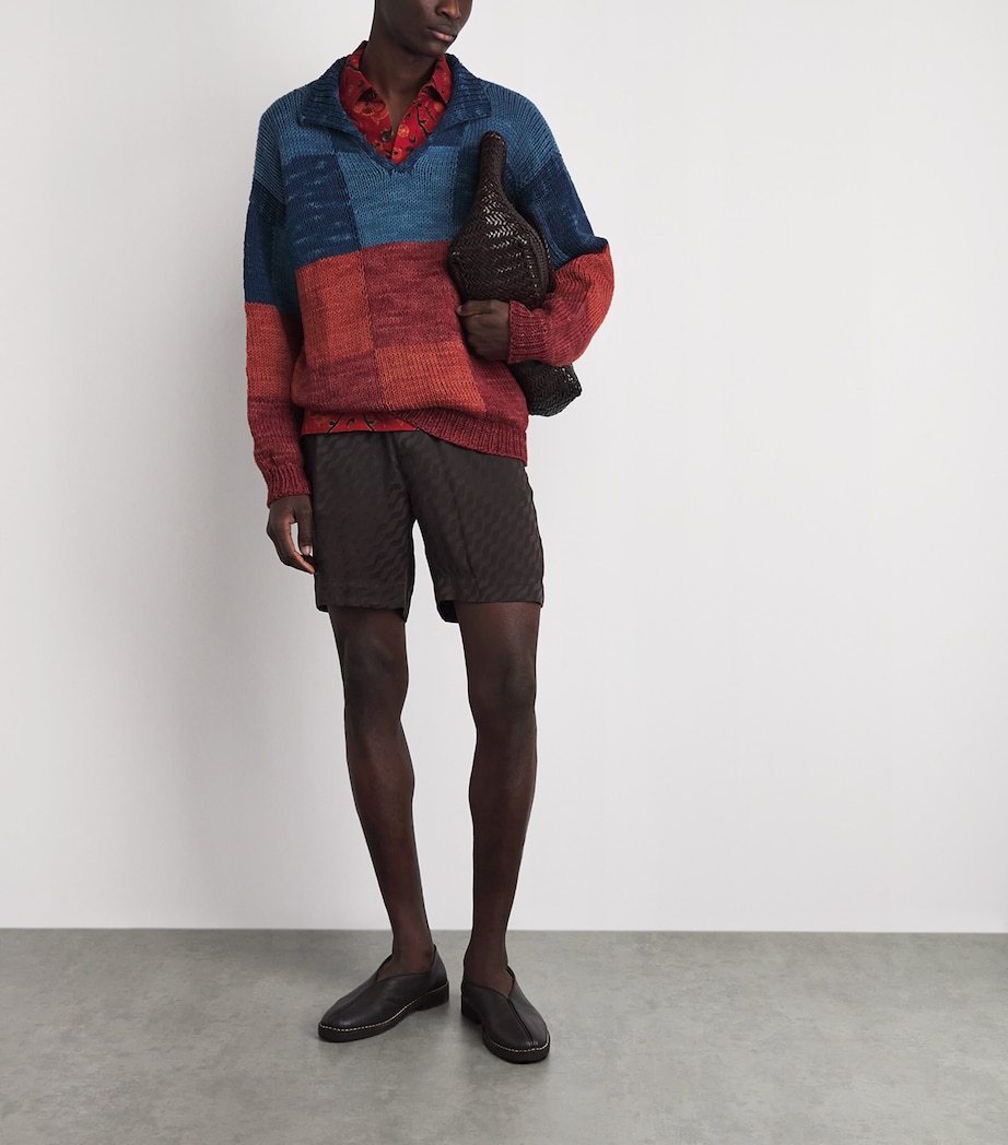 Kartik Research Mens Cotton Check Knitted Rugby Sweater Red/ Blue Image 2