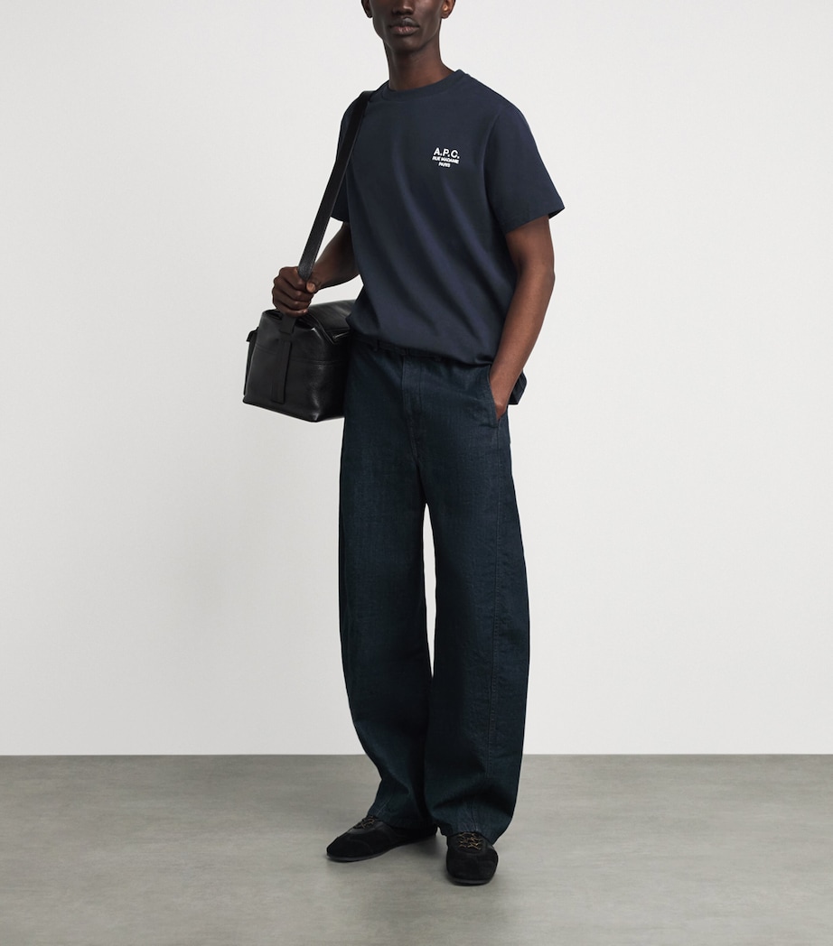 A.P.C. Mens Cotton Logo T-Shirt Tiq Dark Navy/ecru Image 2