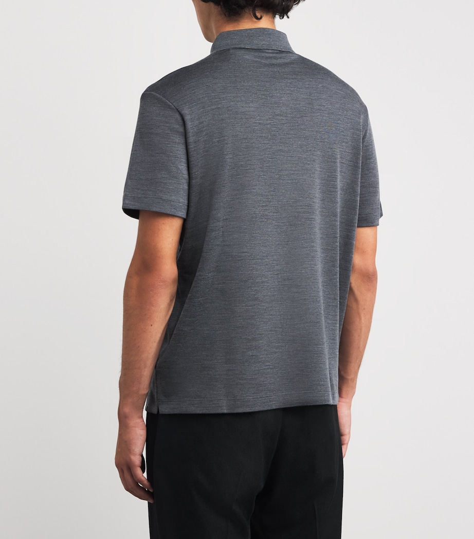 Wool-Silk Half-Zip Polo Shirt 65 GREY Image 4