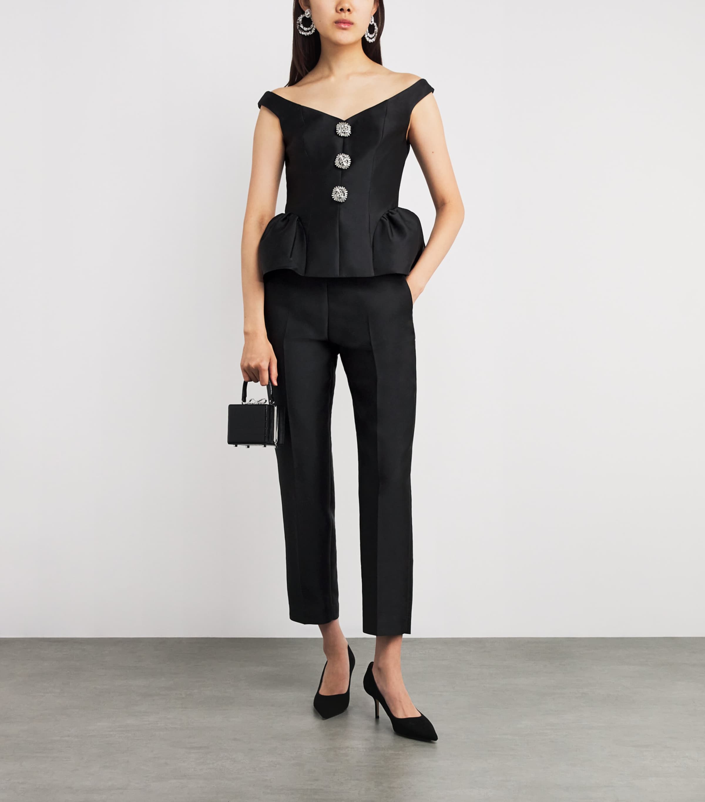 Taffeta Peplum Top BLACK Image 2