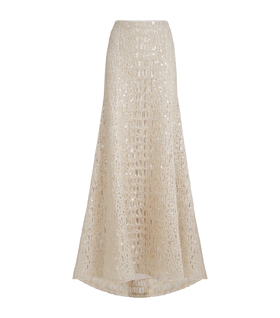 Mohair-Silk-Linen-Blend Maxi Skirt