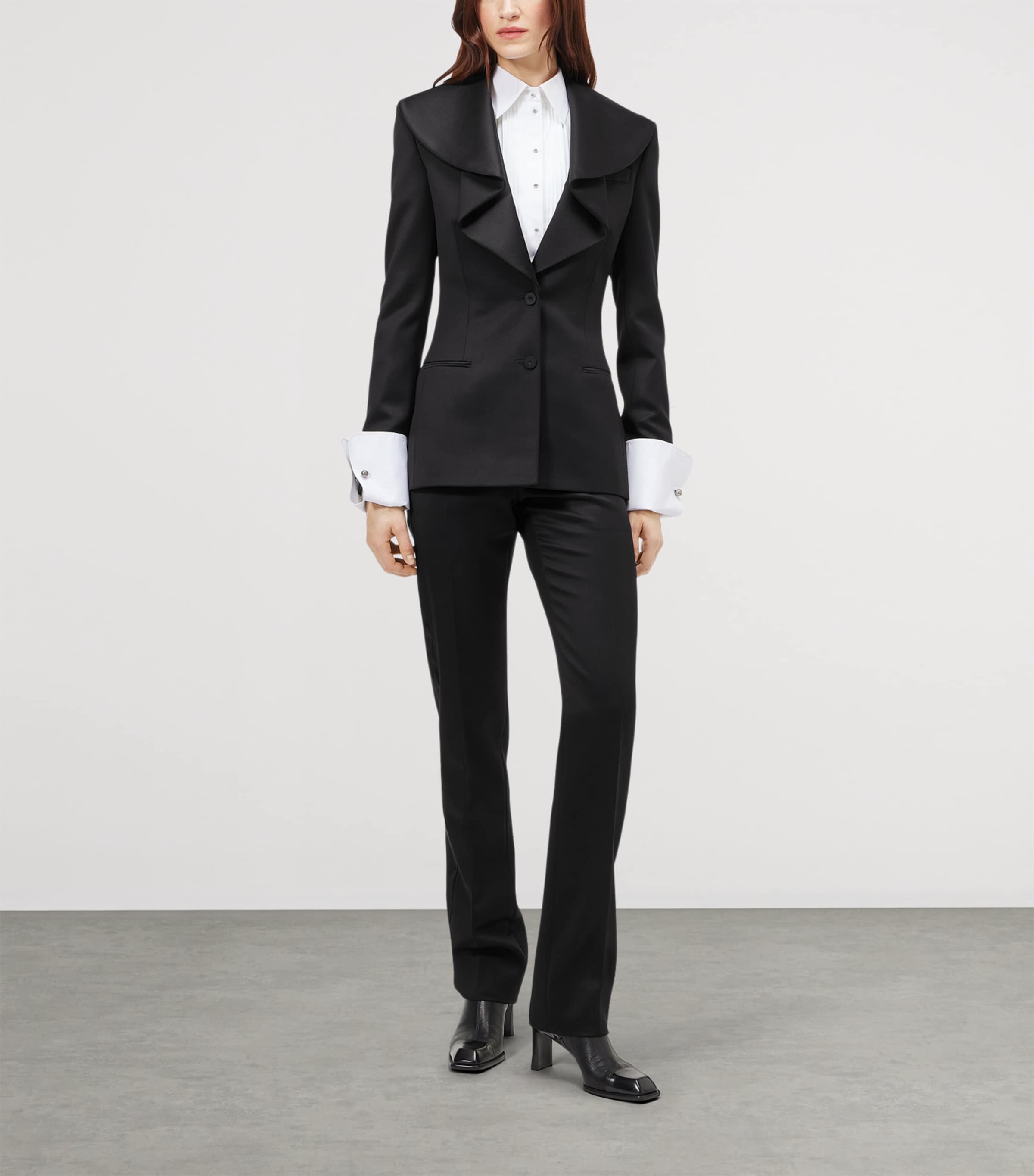 McQueen Womens Wool Waterfall-Collar Blazer Image 2