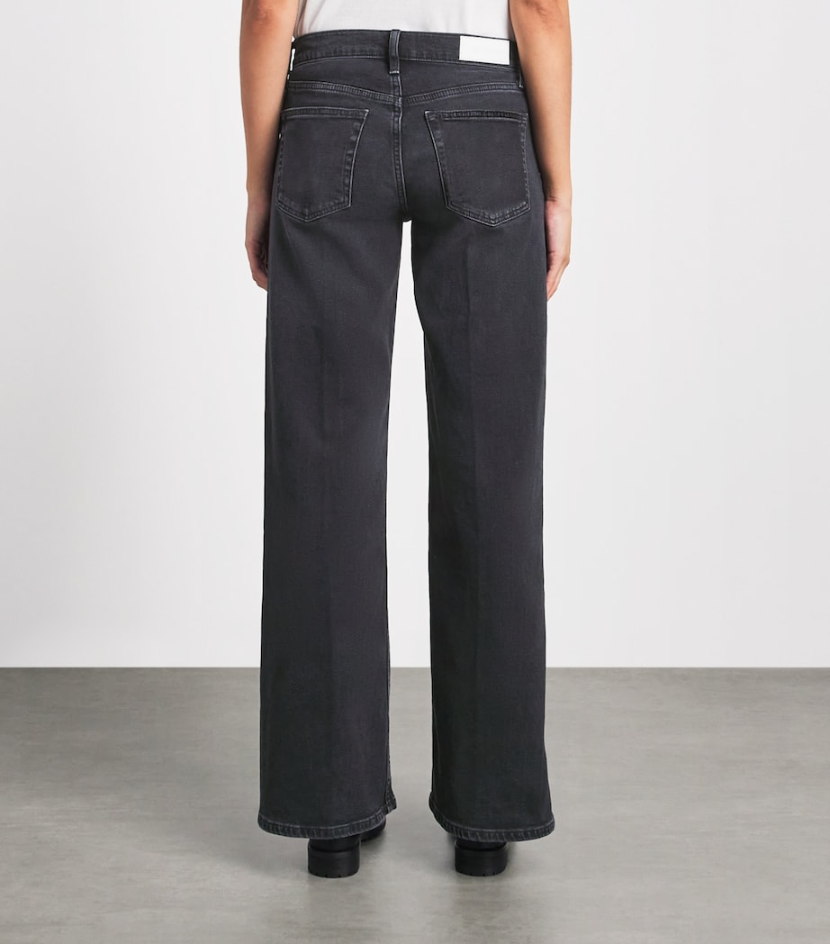 Re-Done Womens Laurel Mid-Rise Wide-Leg Jeans Washed Noir Image 5