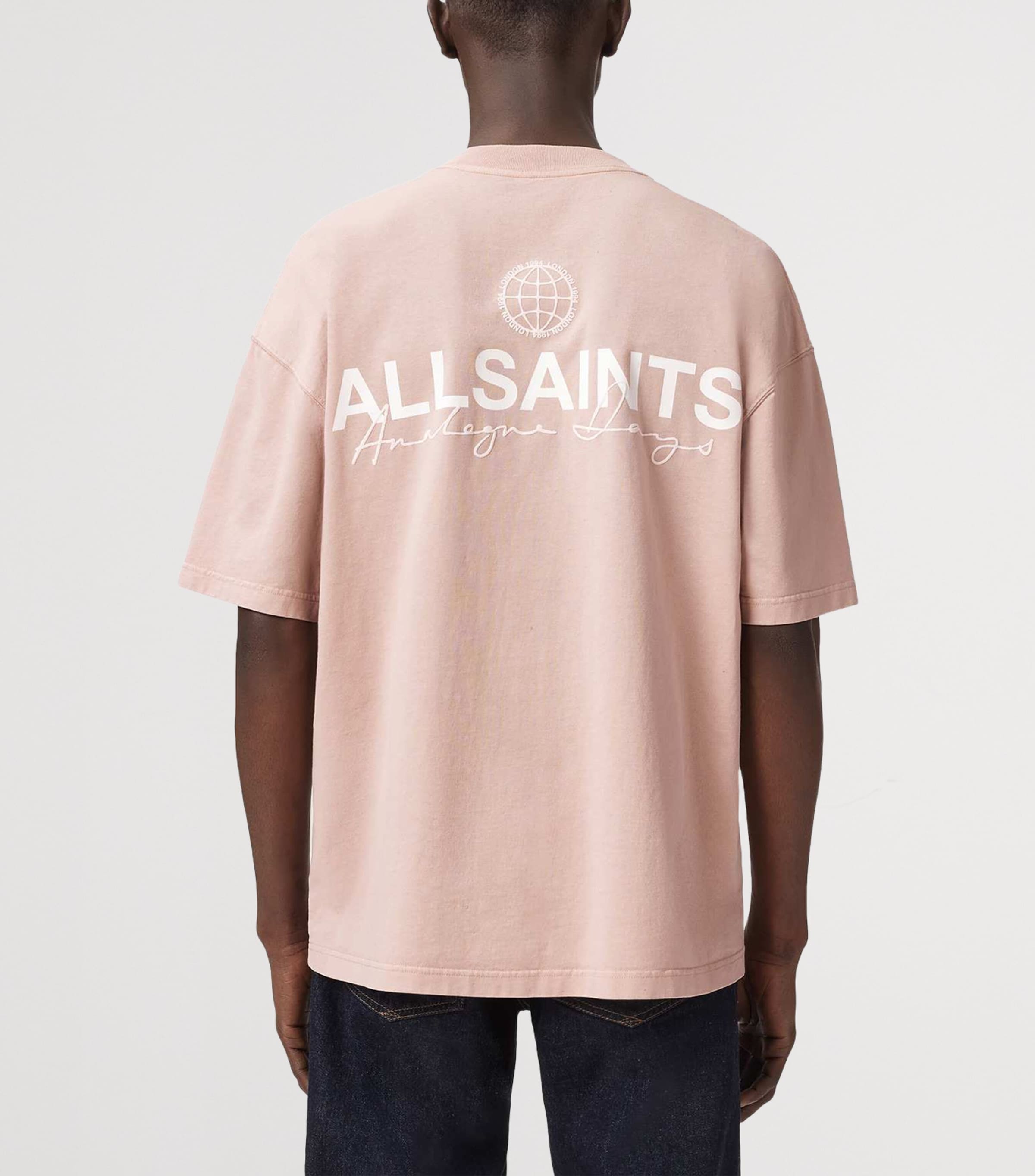 AllSaints Mens Organic Cotton Emblem T-Shirt Sunbaked Pink Image 4