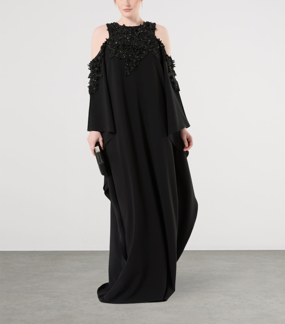 Marina Rinaldi Womens x Tony Ward Embellished Cut-Out Maxi Dress Black Image 2