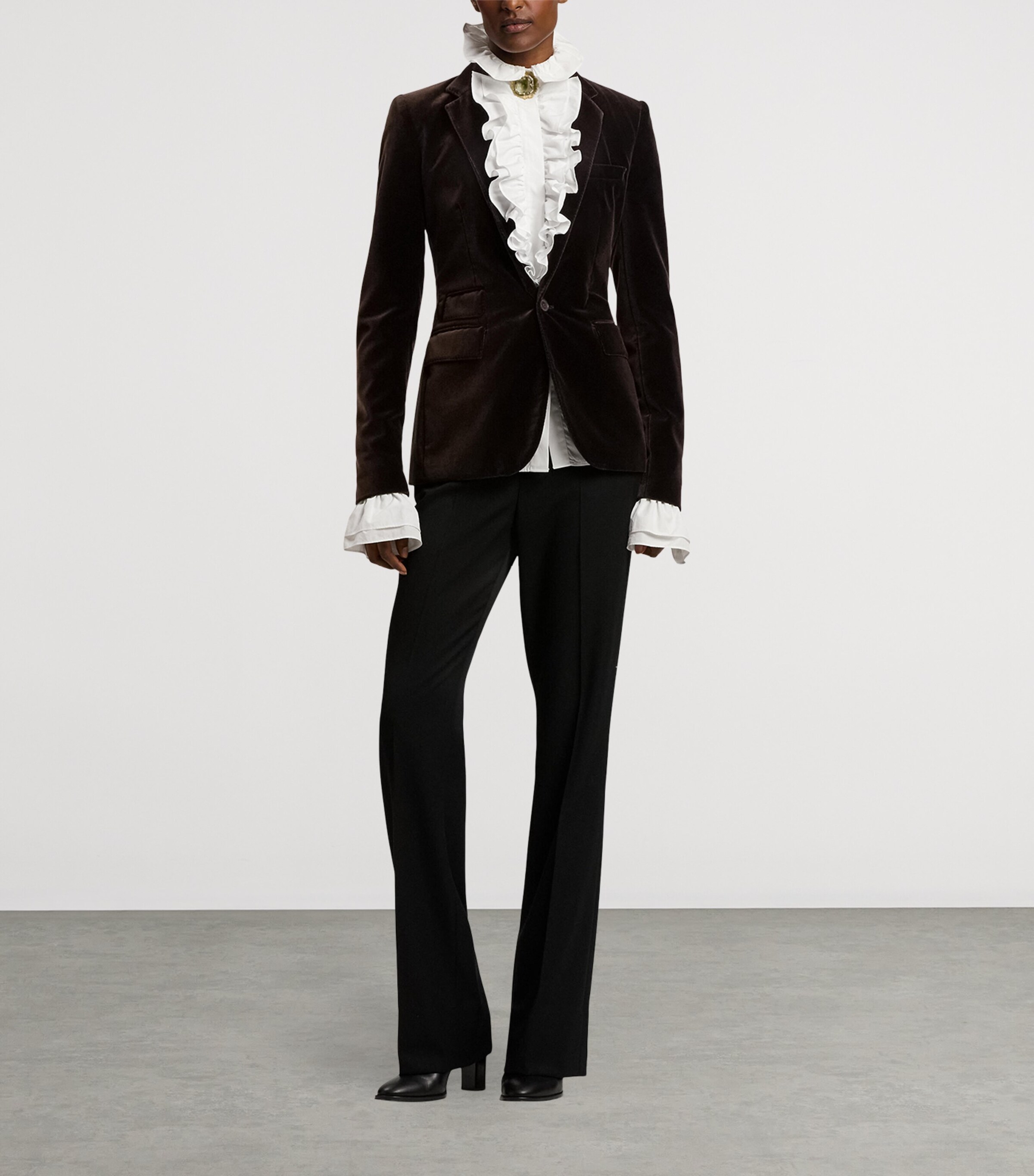 Cotton-Blend Velvet Parker Blazer DARK BROWN Image 6