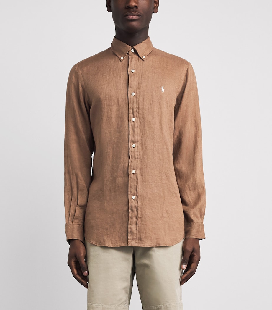 Polo Ralph Lauren Mens Linen Custom-Fit Shirt Rl Brown Image 4