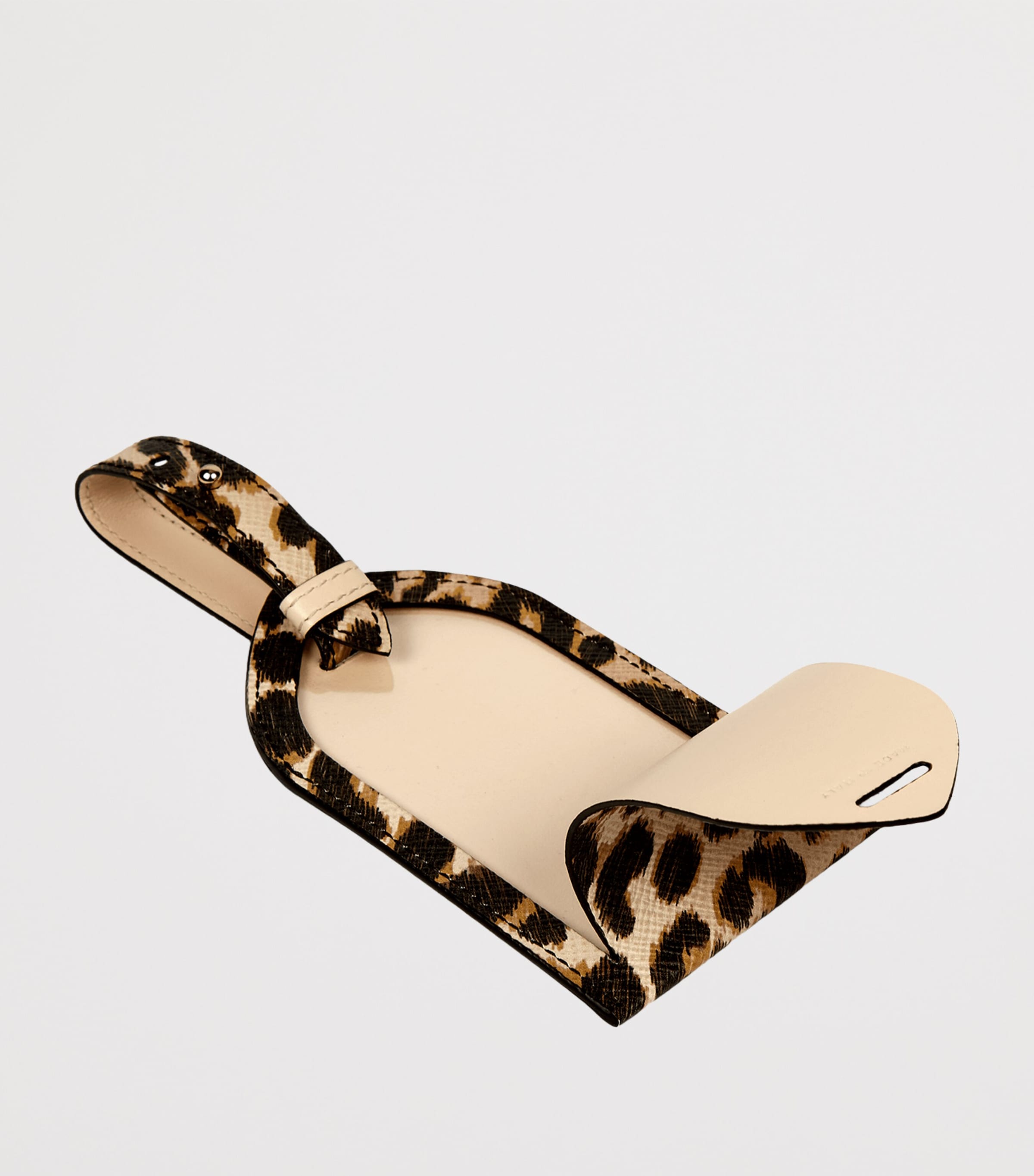 Smythson Panama Leather Luggage Tag Sand Image 2