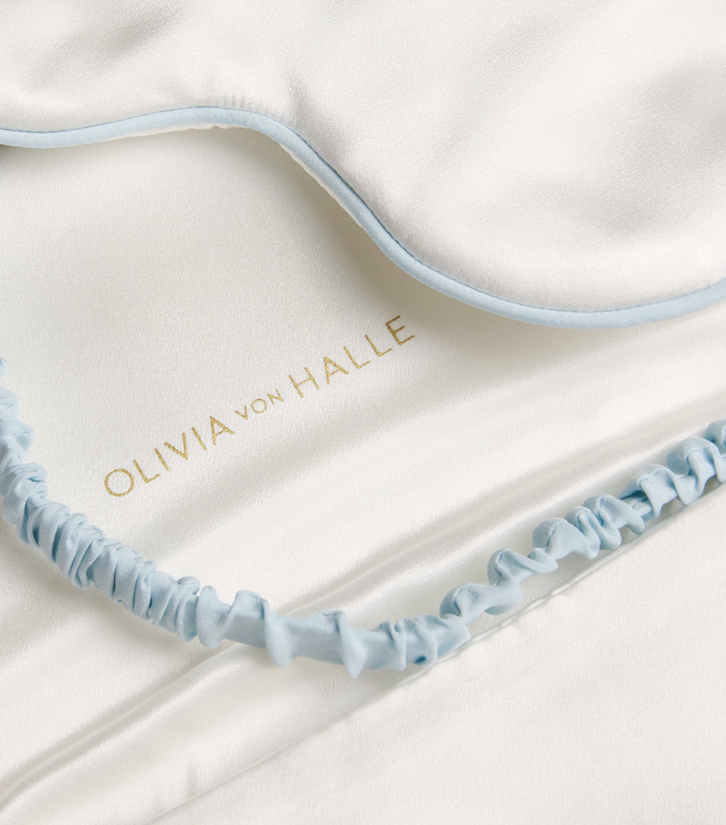 Olivia von Halle Womens Silk Audrey Eye Mask Ivory Powder Blue Image 5