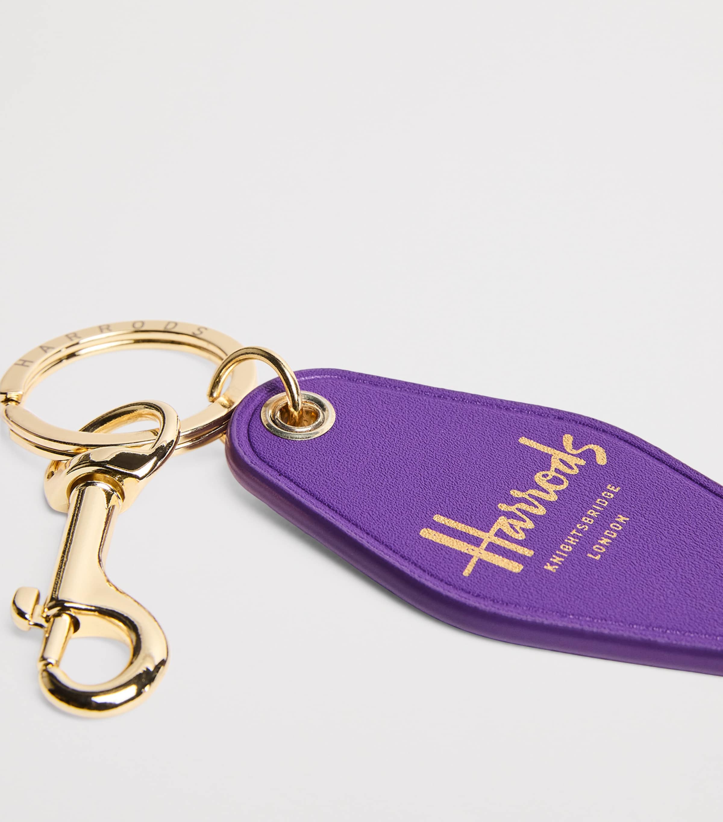 Leather Helicopter Tag Keyring PURPLE Image 2