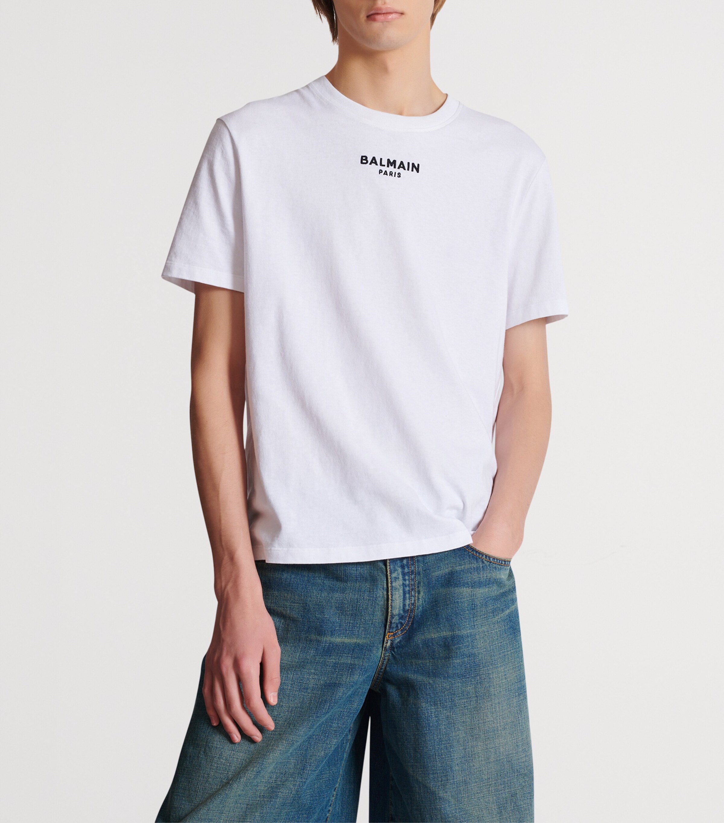 Cotton Embroidered Logo T-Shirt GAB BLANC/NOIR Image 5