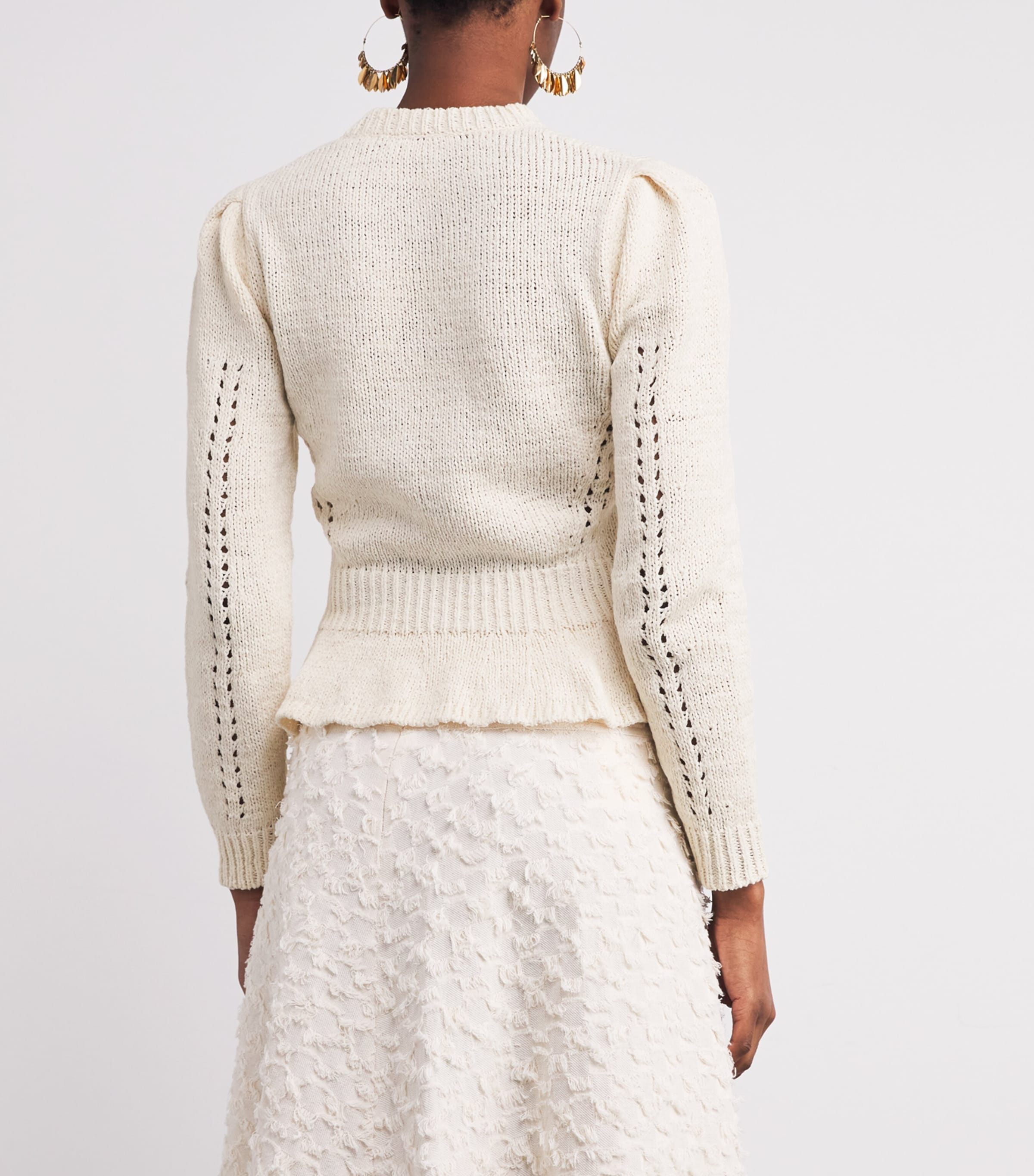 Cotton-Blend Peplum Aurelie Sweater COWRIE Image 4