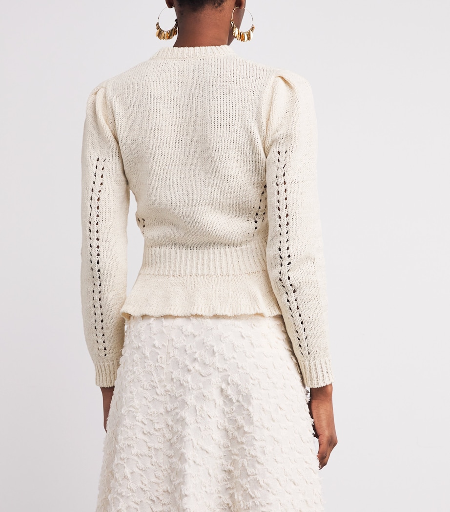 Cotton-Blend Peplum Aurelie Sweater COWRIE Image 4