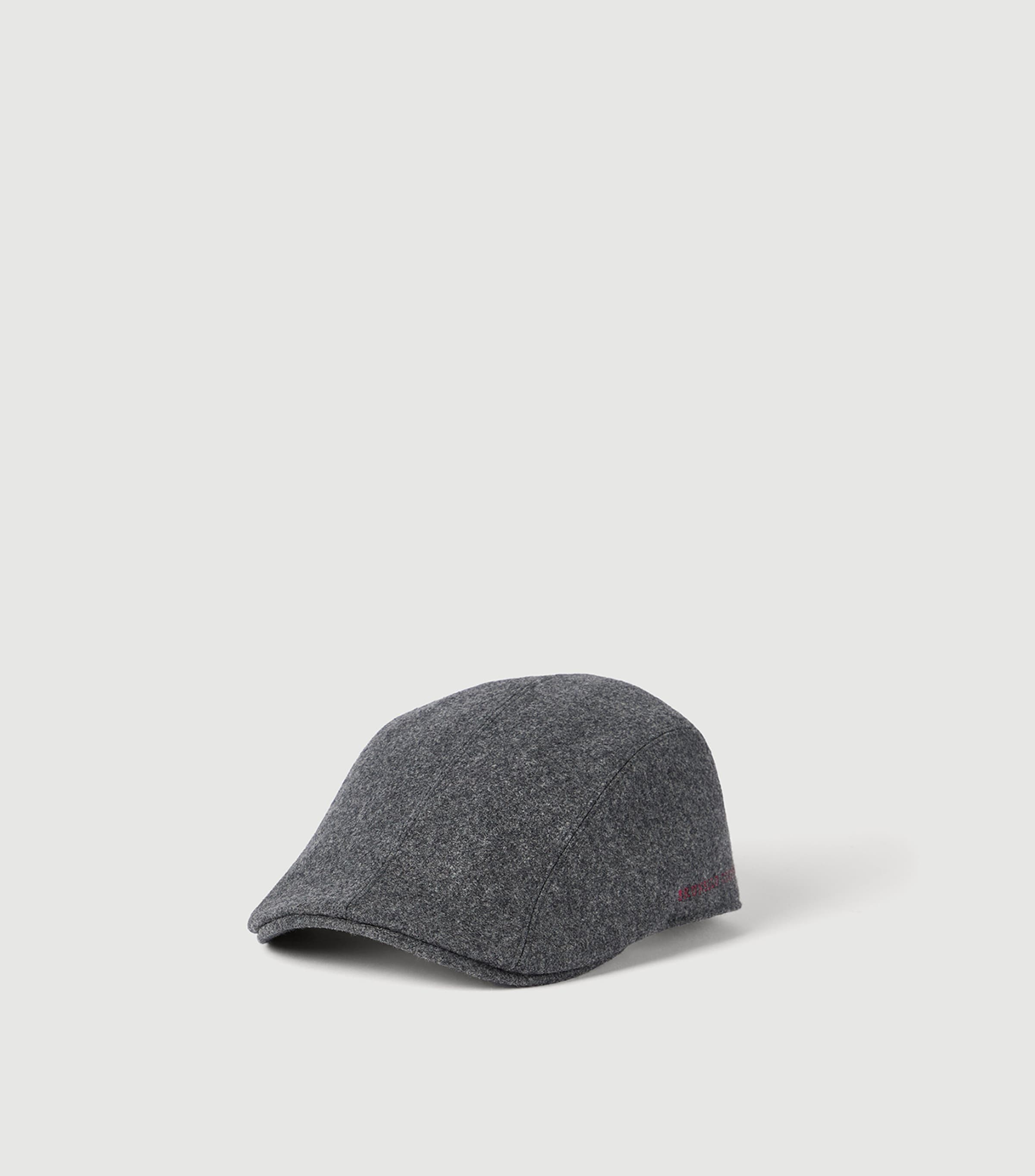 Brunello Cucinelli Virgin Wool Embroidered Flat Cap Grey Image 2