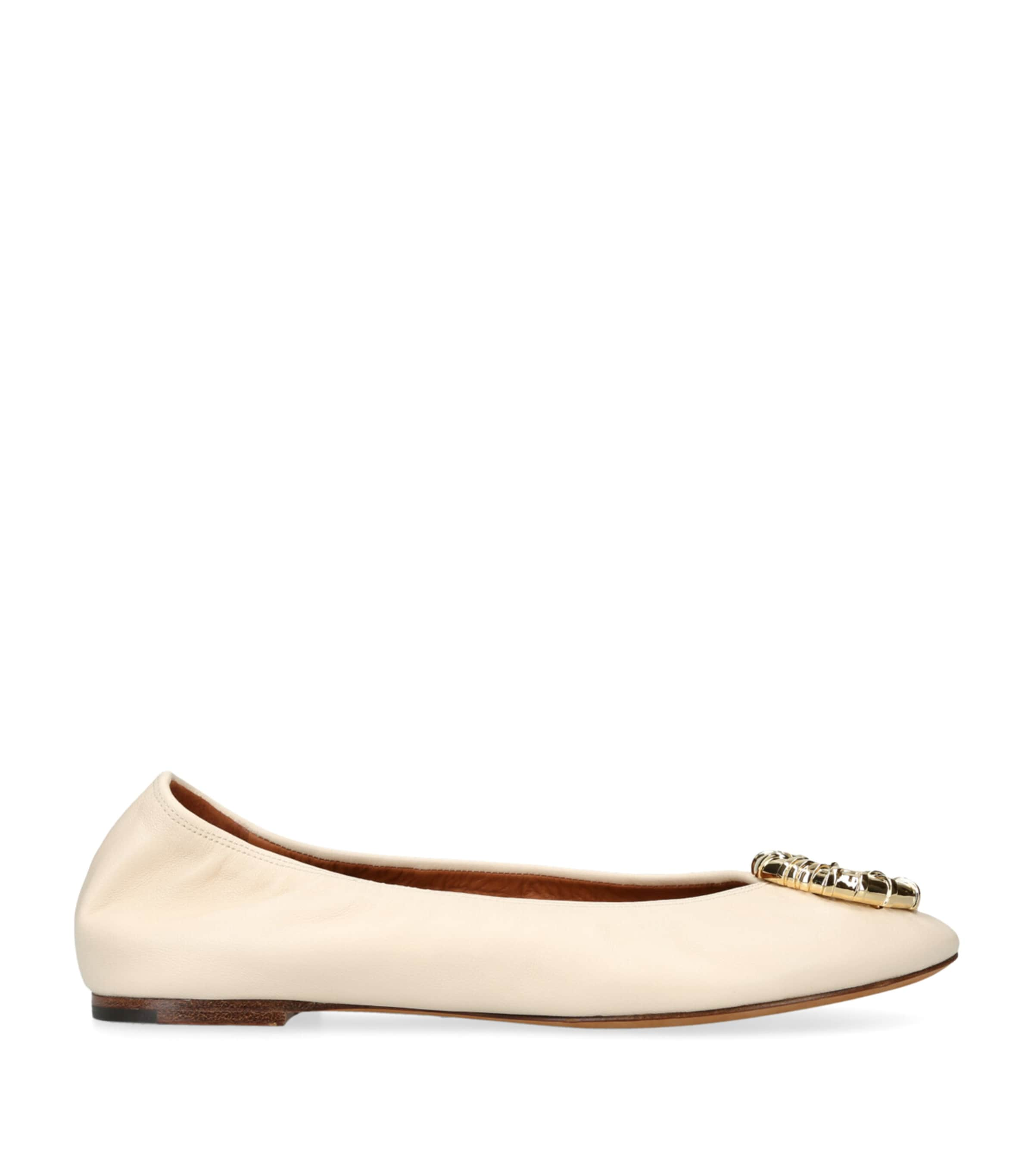 Lanvin Leather Melodie Ballet Flats In Beige