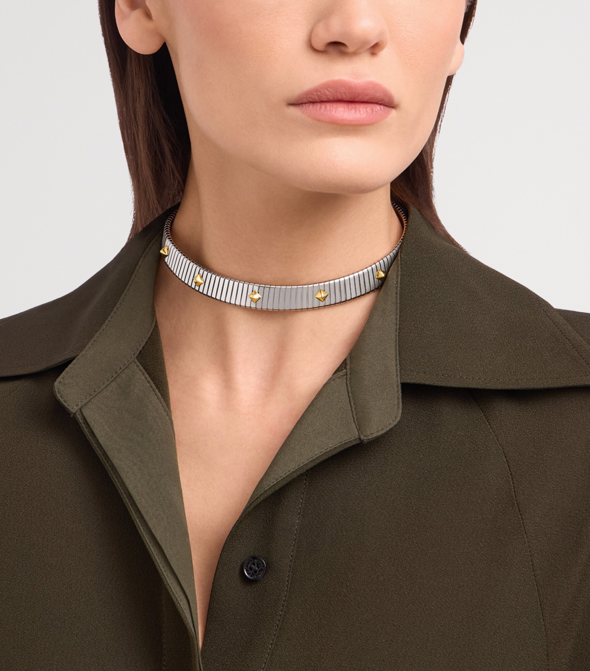 Bvlgari Yellow Gold and Stainless Steel Tubogas Necklace Yellow Gold Image 4