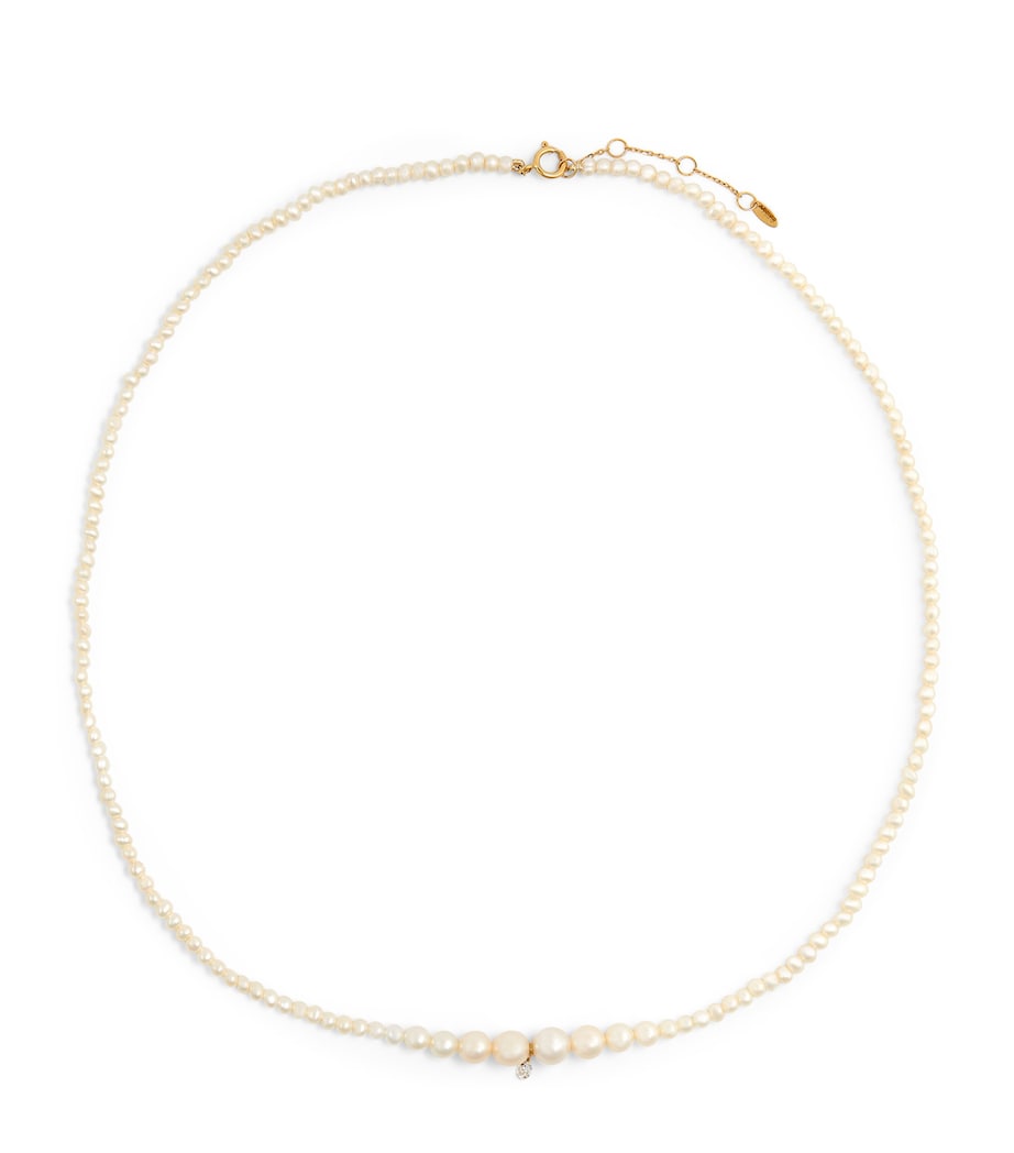 Yellow Gold, Diamond and Pearl Necklace YELLOW GOLD Image 1