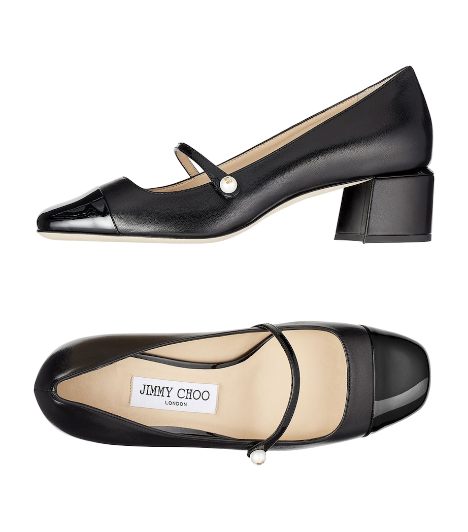 Elisa 45 Leather Mary Jane Pumps BLACK/BLACK Image 4