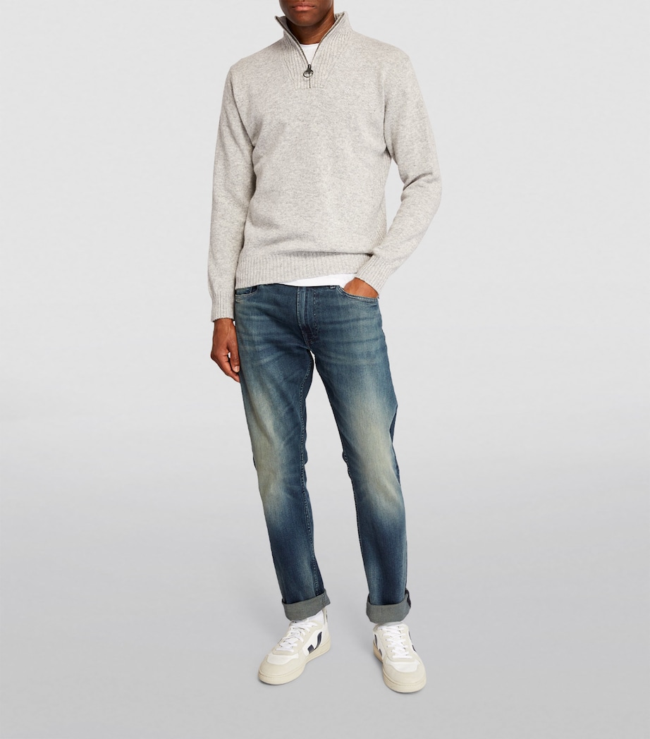 Barbour Mens Wool Half-Zip Sweater Lt Grey Marl Image 2