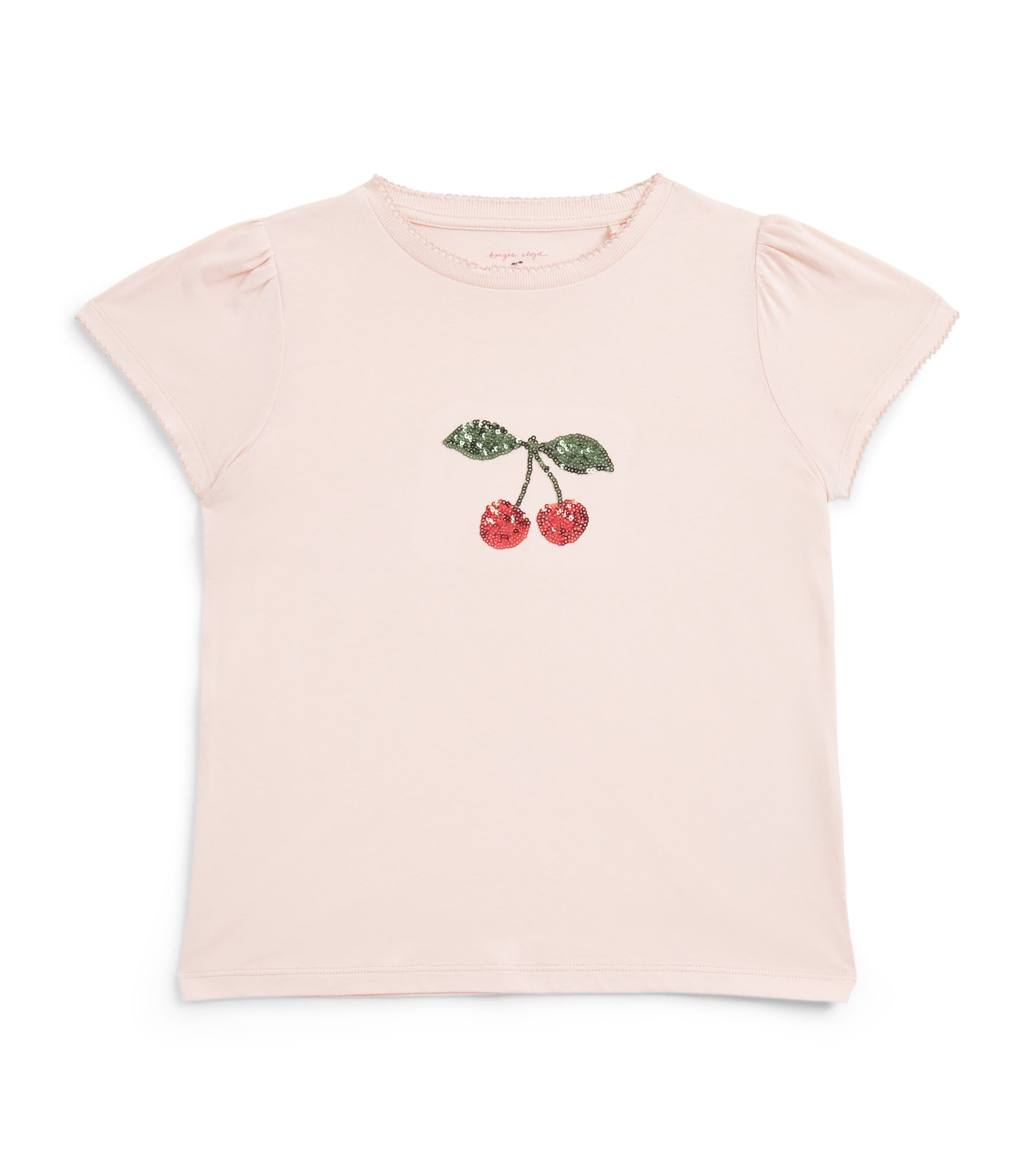 KONGES SLOJD Organic Cotton Cherry T-Shirt (6 Months-10 Years) Pale Blush Image 1