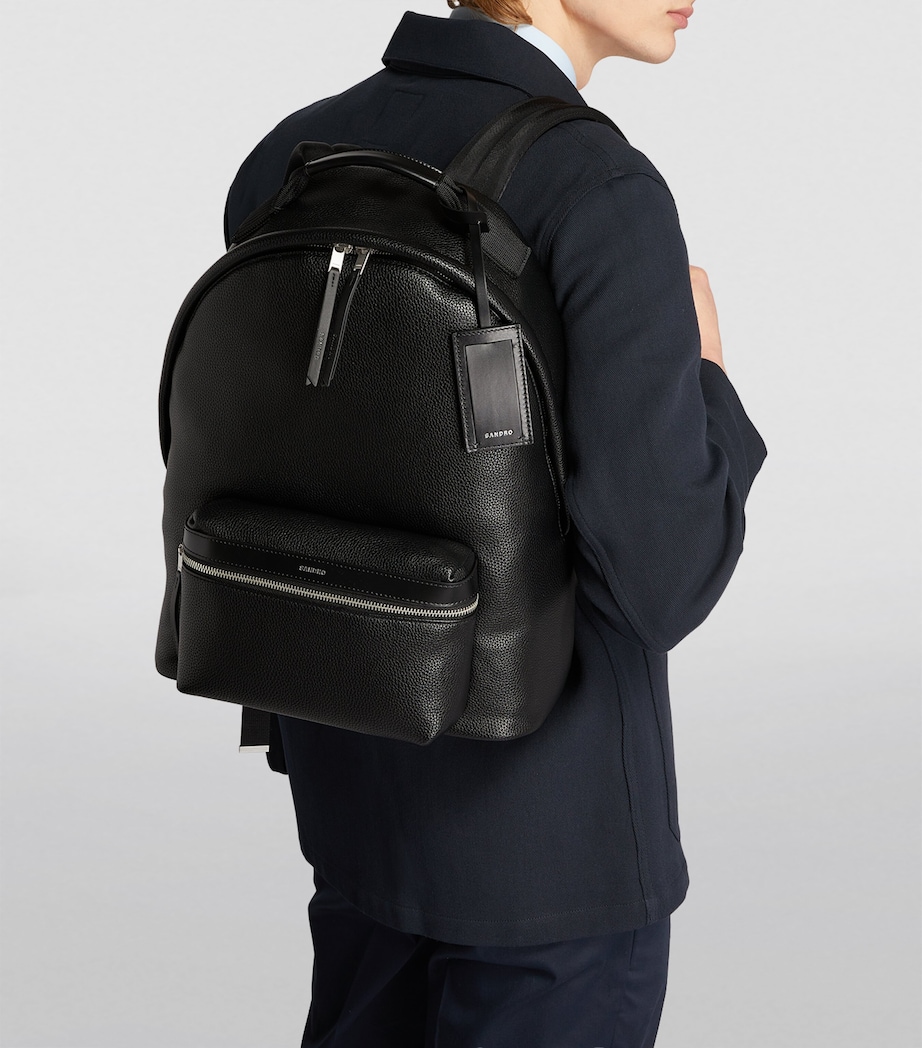 Leather-Trim Backpack BLACK Image 4
