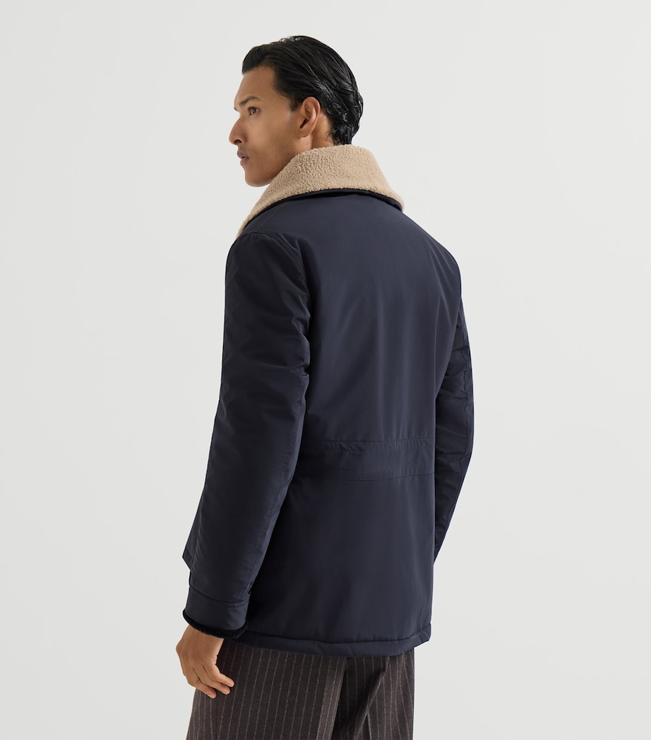 Brunello Cucinelli Mens Shearling-Trim Water-Resistant Overcoat Image 3