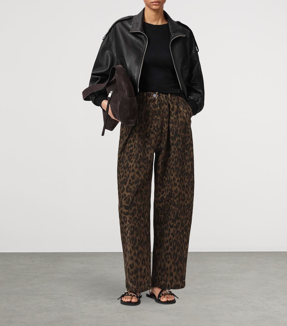 AllSaints Womens Becca High-Rise Barrel-Leg Jeans Leppo Brown Image 5