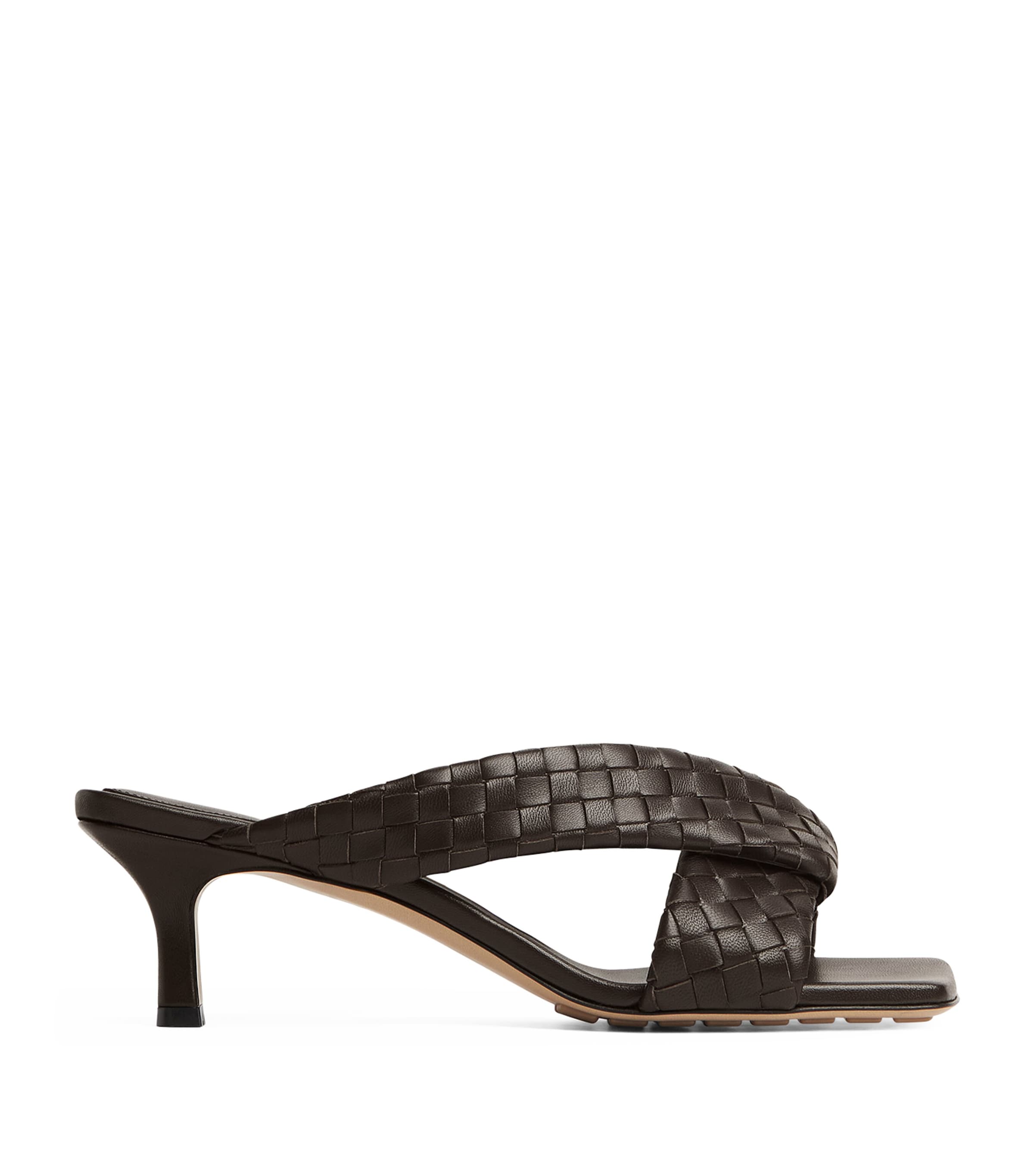 Bottega Veneta Leather Intrecciato Riva Mules 50 In Brown