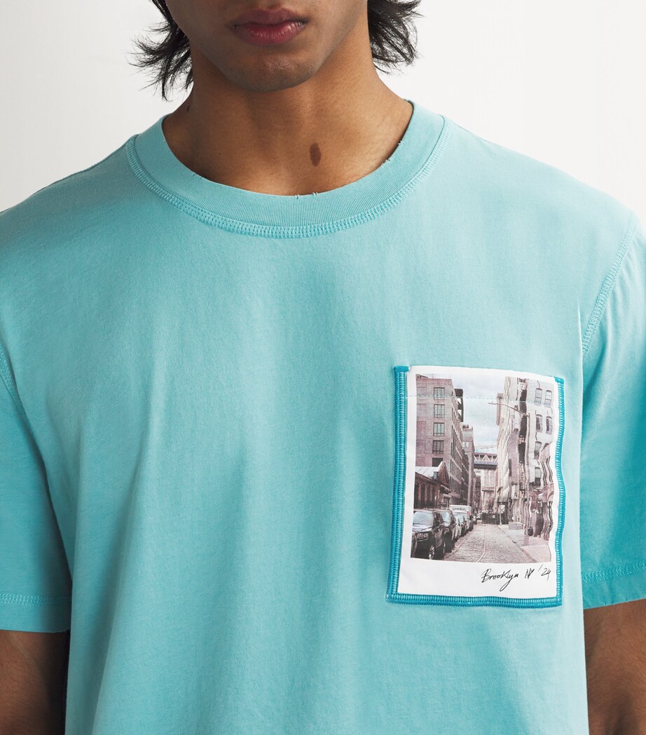 Cotton Postcard T-Shirt Q2S TEAL Image 6