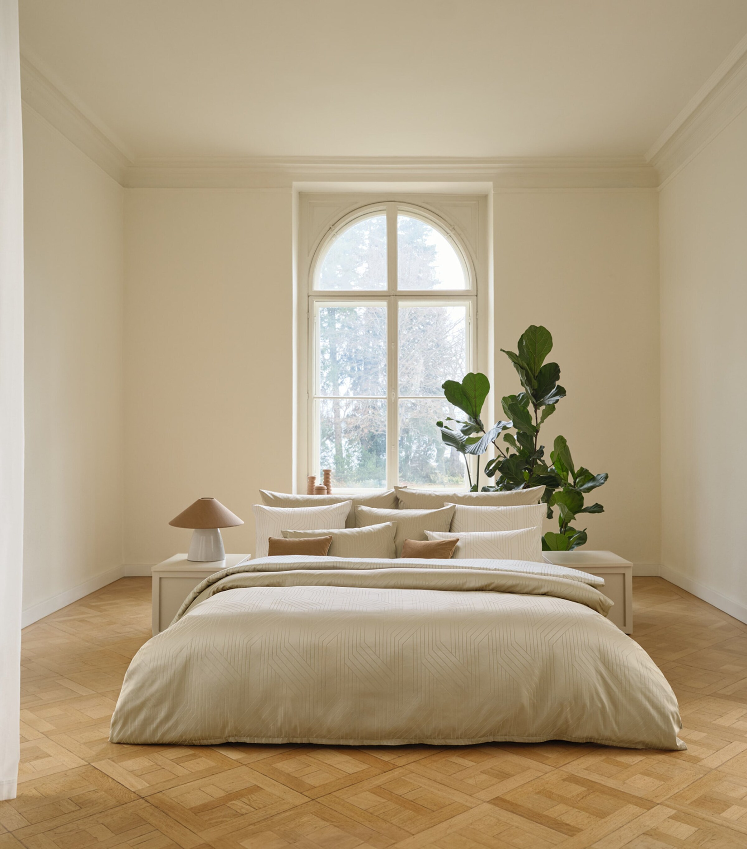 Schlossberg Geometric Ennio Super King Oxford Pillowcase (50cm x 90cm) Beige Image 2