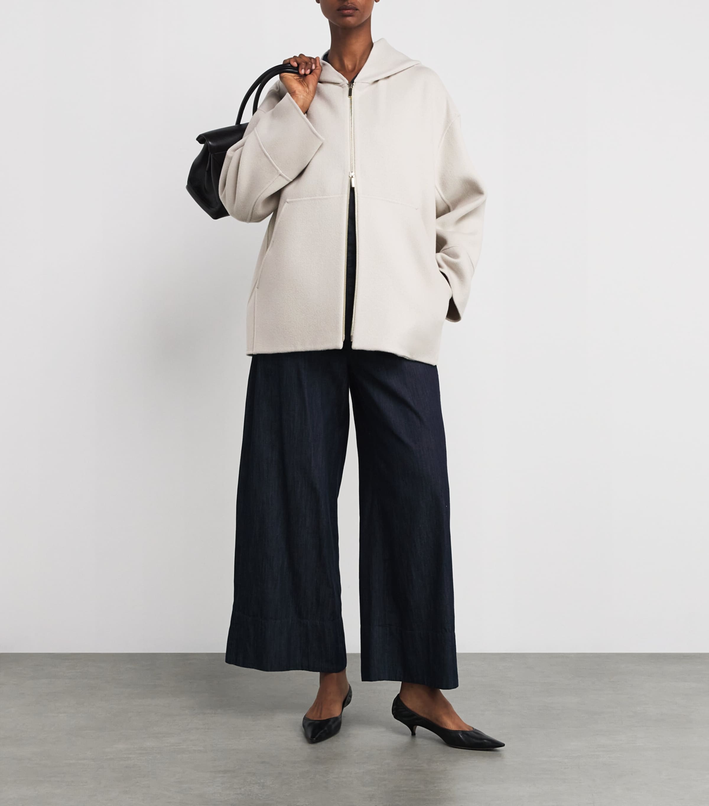 Virgin Wool Hooded Coat IVORY Image 2