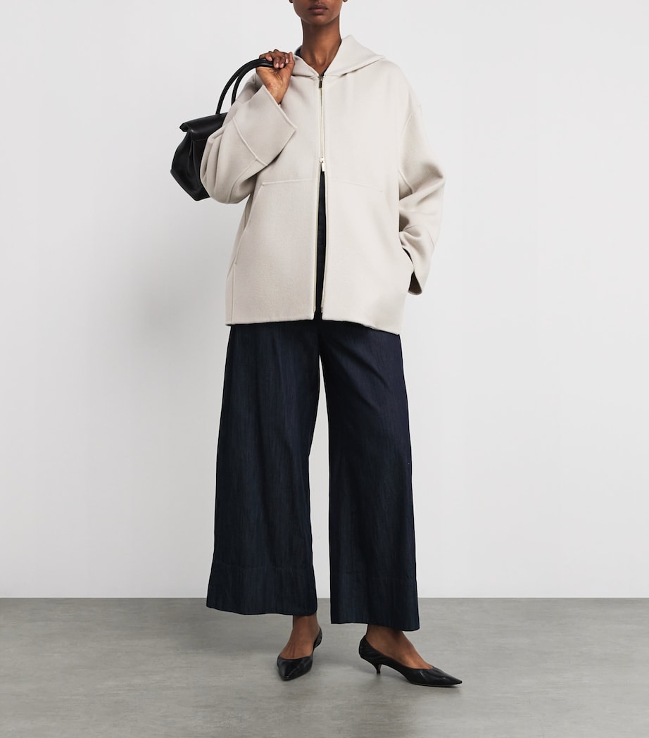 Virgin Wool Hooded Coat IVORY Image 2