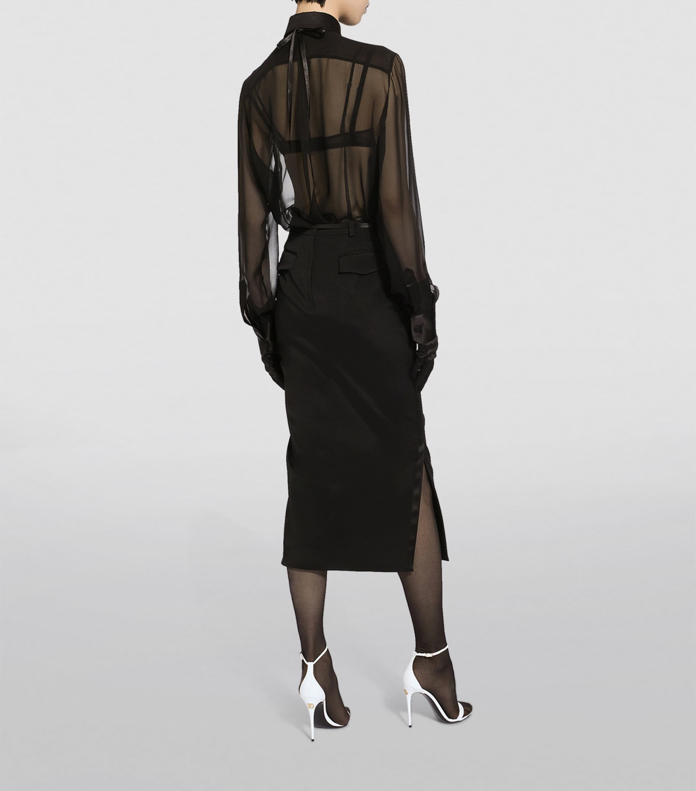 Lace Sheer Shirt N0000-BLACK Image 2