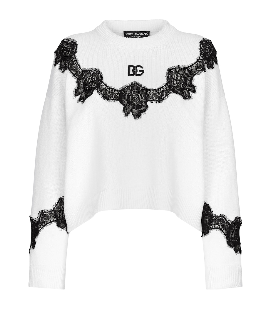 Lace-Detail Sweater W4335-BRIGHT WHITE Image 1