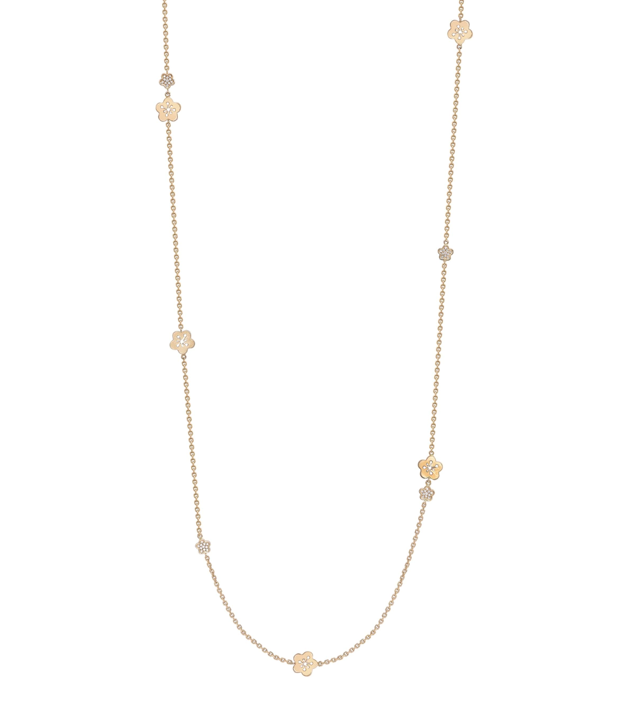 Boodles Rose Gold And Diamond Long Blossom Charm Necklace