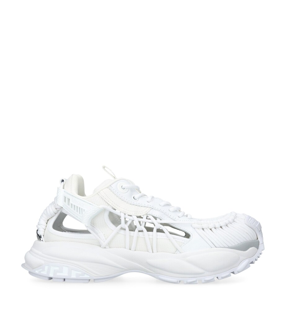 Versace Leather Cut-Out Sneakers White Image 1