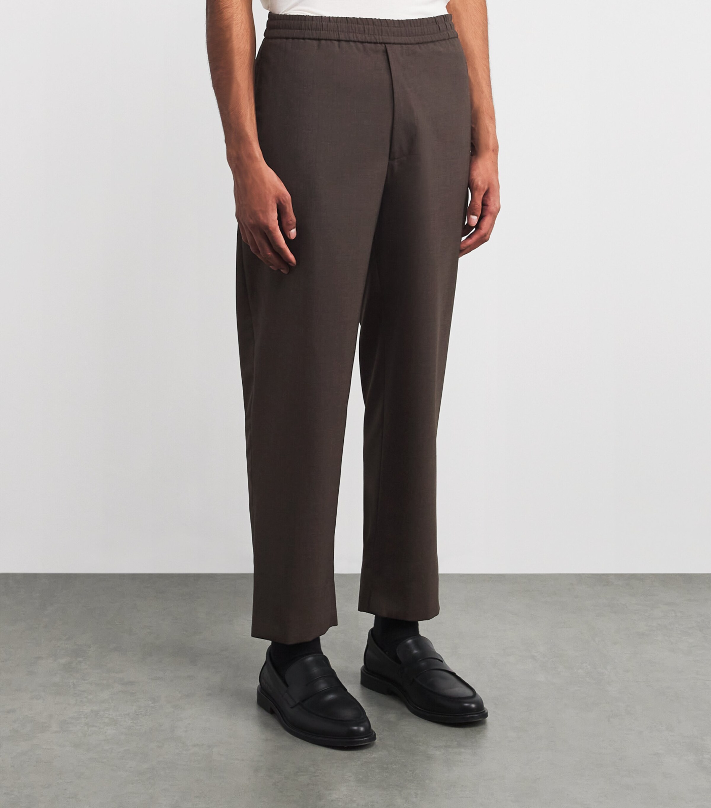 Officine Generale Mens Stretch Wool Trousers Iced Coffee Image 3