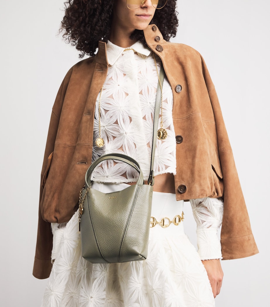 Small Leather Spin Tote Bag ALOE GREEN Image 2