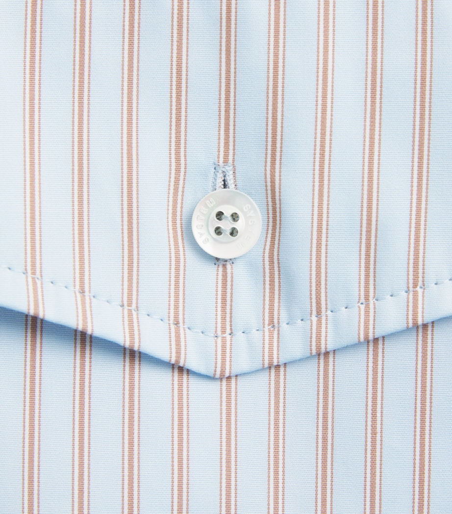 System Mens Cotton Stripe Shirt Smoke Blue Image 6
