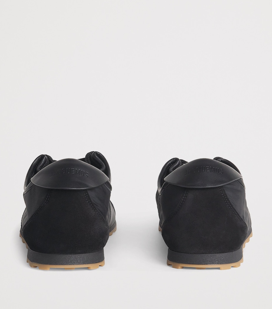 Leather-Trim Tennis Sneakers 990-BLACK Image 4