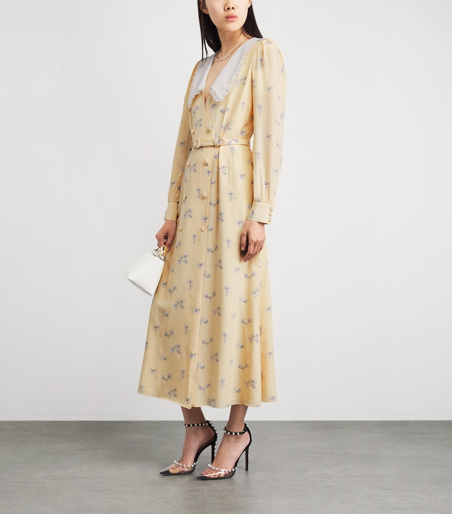 Alessandra Rich Womens Silk Double-Breasted Midi Dress Pale Yellow Image 2