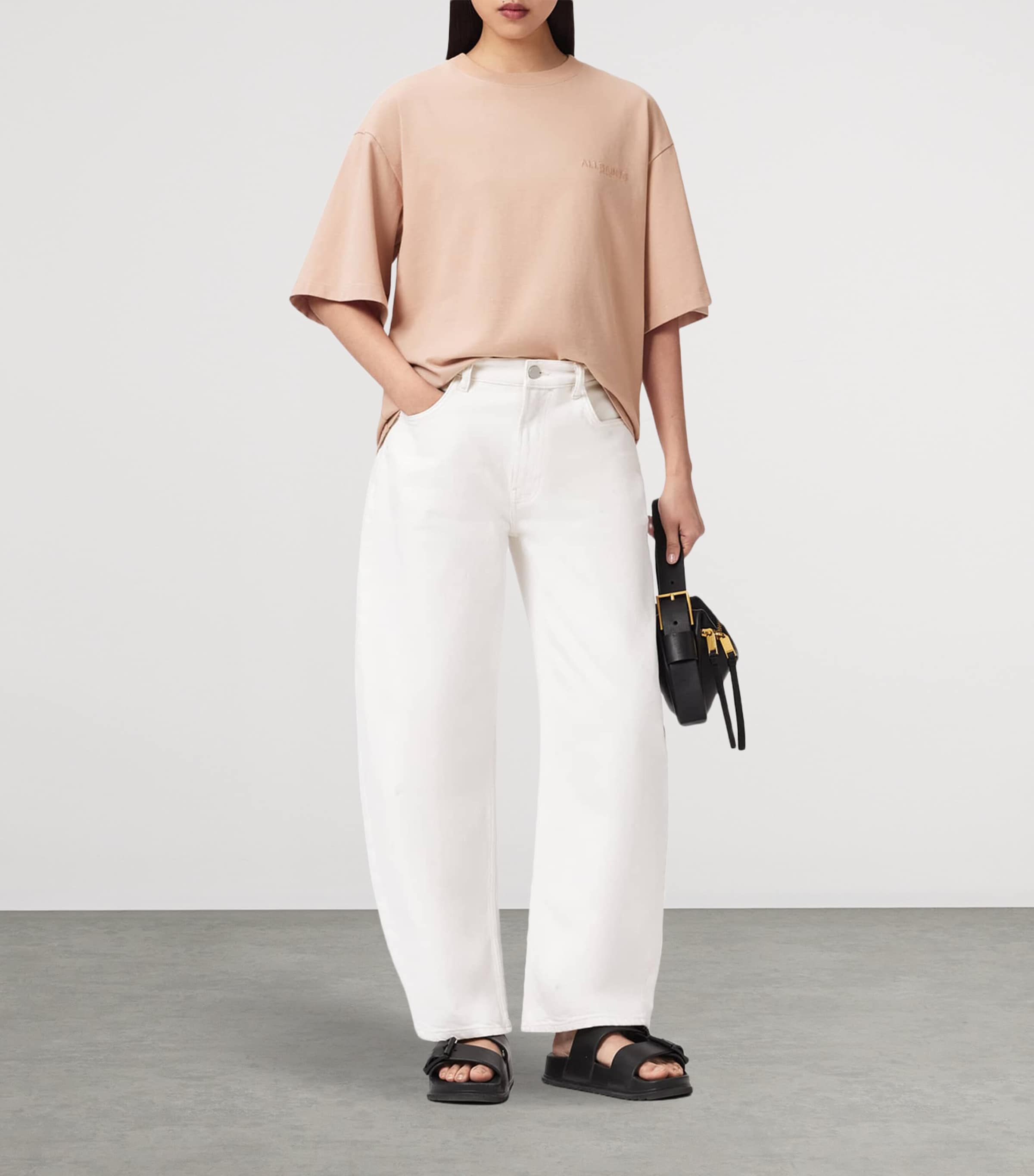 AllSaints Womens Organic Cotton Graphic Amelie T-Shirt Dusty Pink Image 2