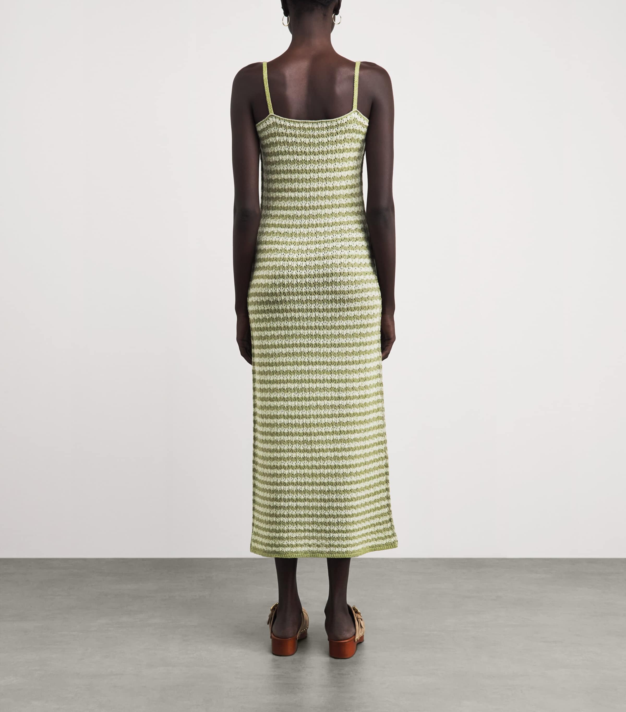 Barrie Womens Cashmere Stripe Midi Dress Chntily/drk Mlt Image 5