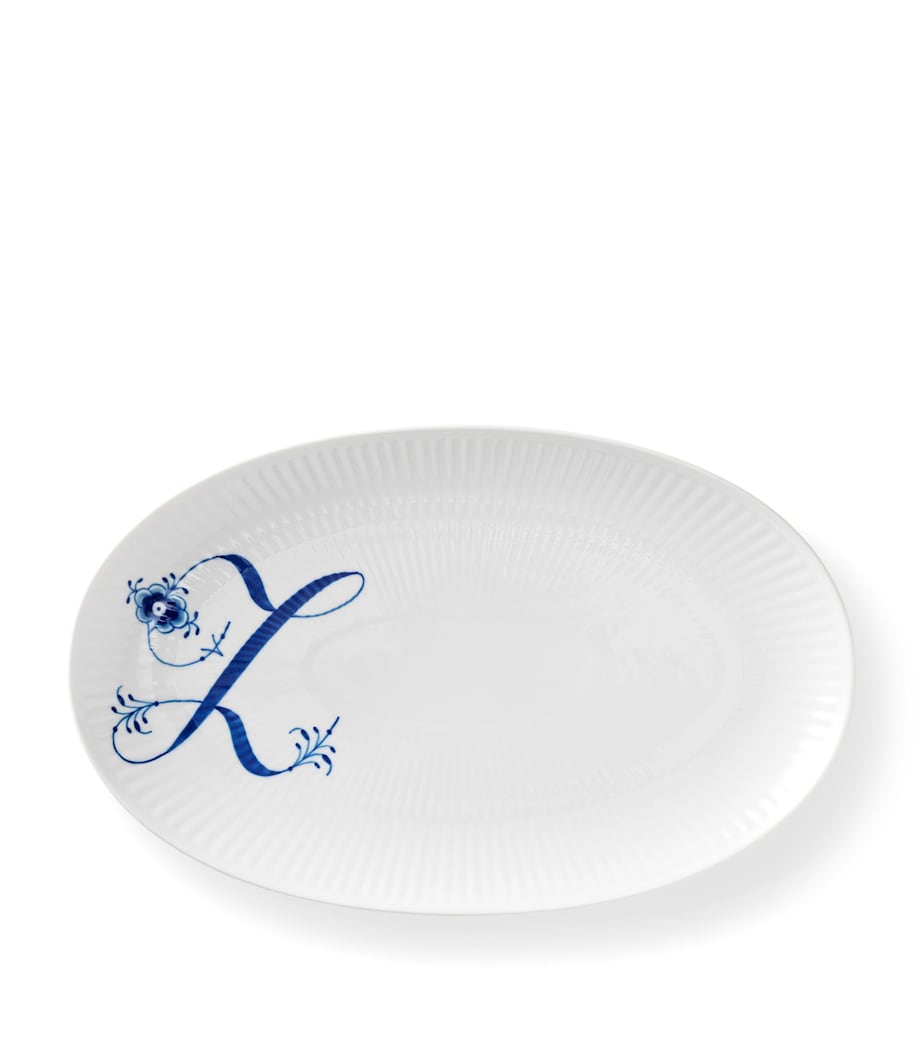 Royal Copenhagen Alphabet Coll Oval Plate (23.5cm) Blue Image 1