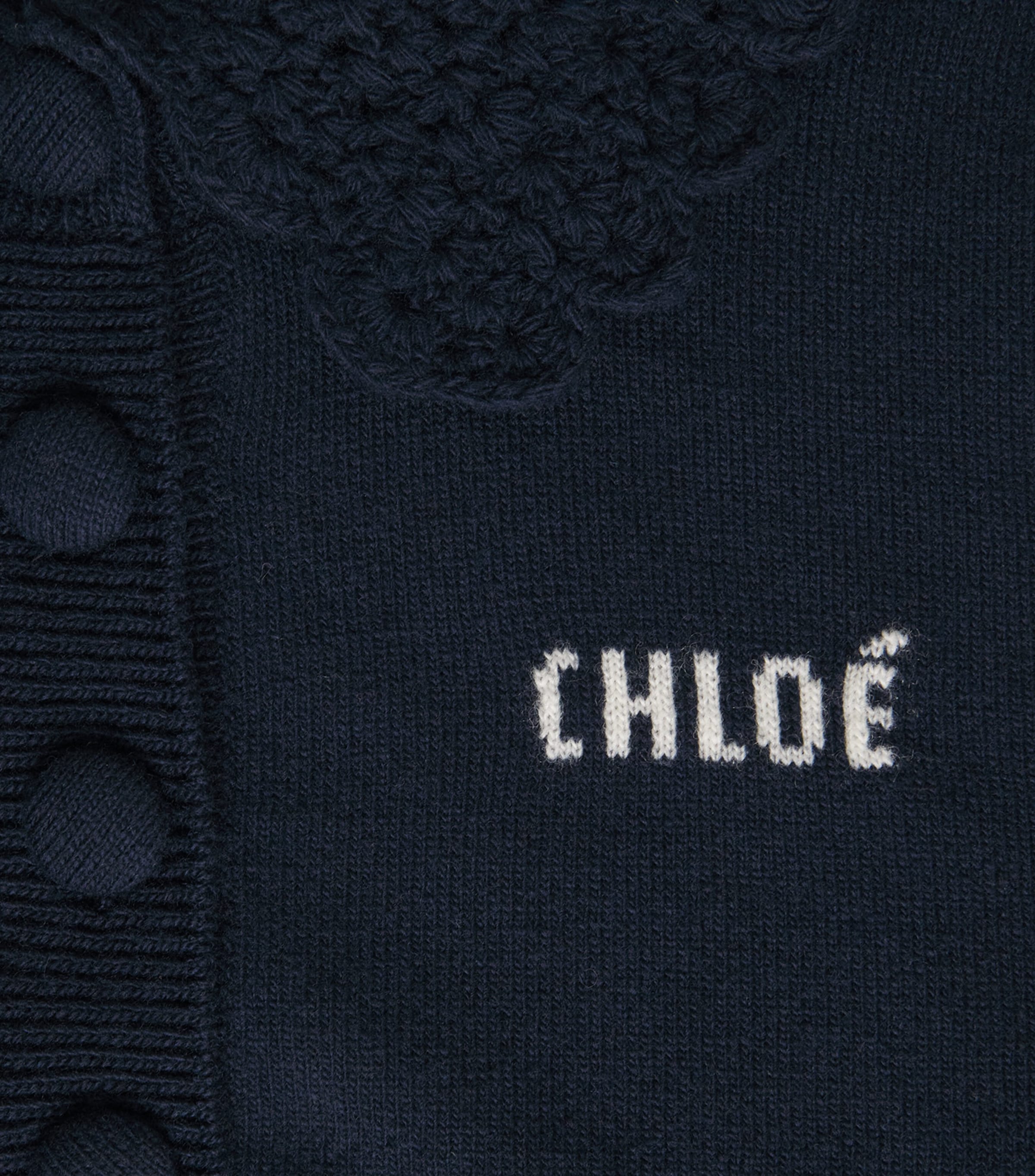 Chloé Womens Wool Logo Cardigan Ink Navy Image 2
