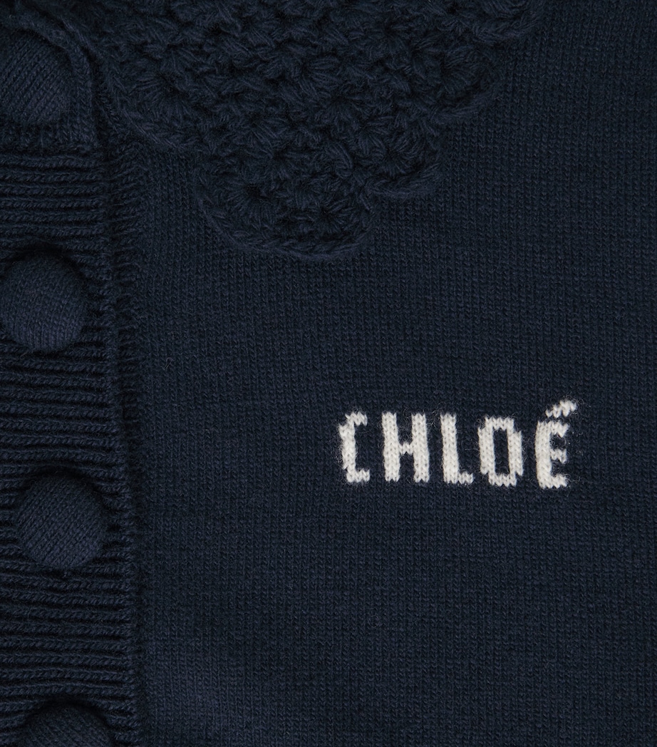 Chloé Womens Wool Logo Cardigan Ink Navy Image 2
