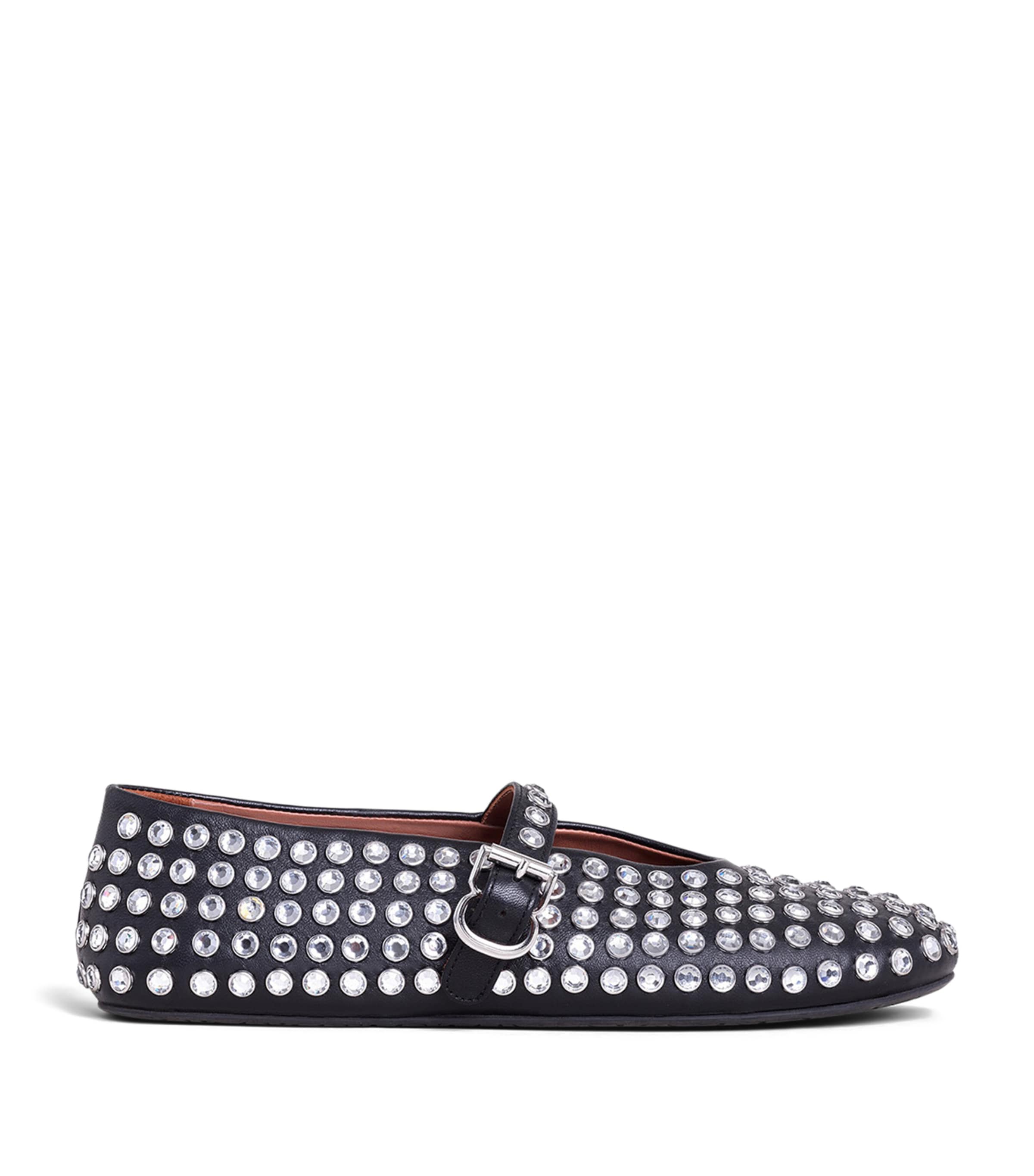 Alaïa Womens Lambskin Embellished Ballet Flats Noir Image 1