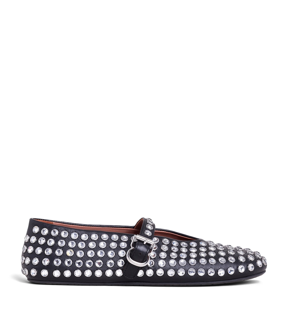 Alaïa Womens Lambskin Embellished Ballet Flats Noir Image 1